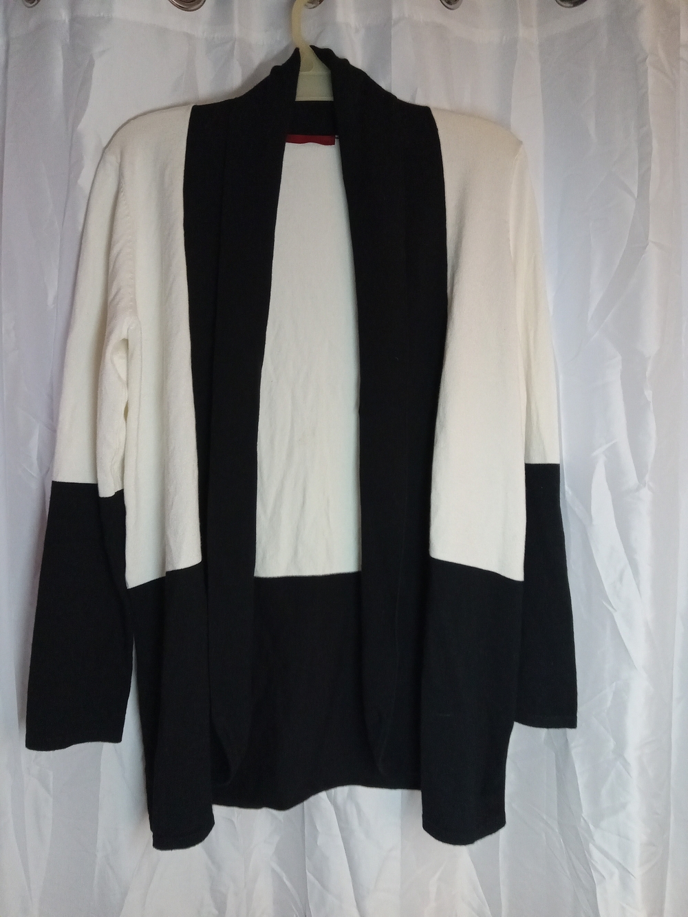 Red Black & Cream Open-Front Women's Cardigan
